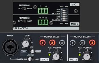 Tascam MZ-123BT : deux entrées micro symétriques via connecteurs Euroblock